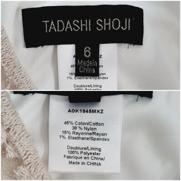 TADASHI SHOJI Embroidered Lace Cap Sleeve Blouson Knee Length Cream Dress Sz 6 - Picture 15 of 15